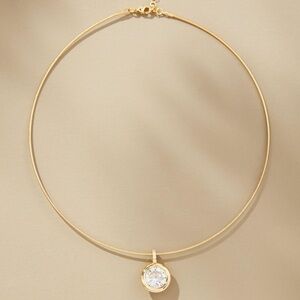 Anthropologie Thin Corded Crystal Necklace Gold